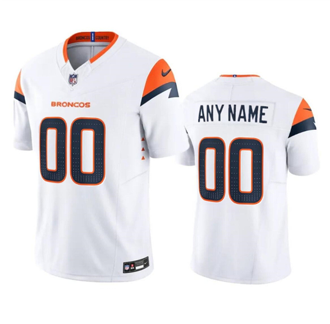 Men's Denver Broncos Customized White 2024 F.U.S.E. Vapor Limited Football Stitched Jersey
